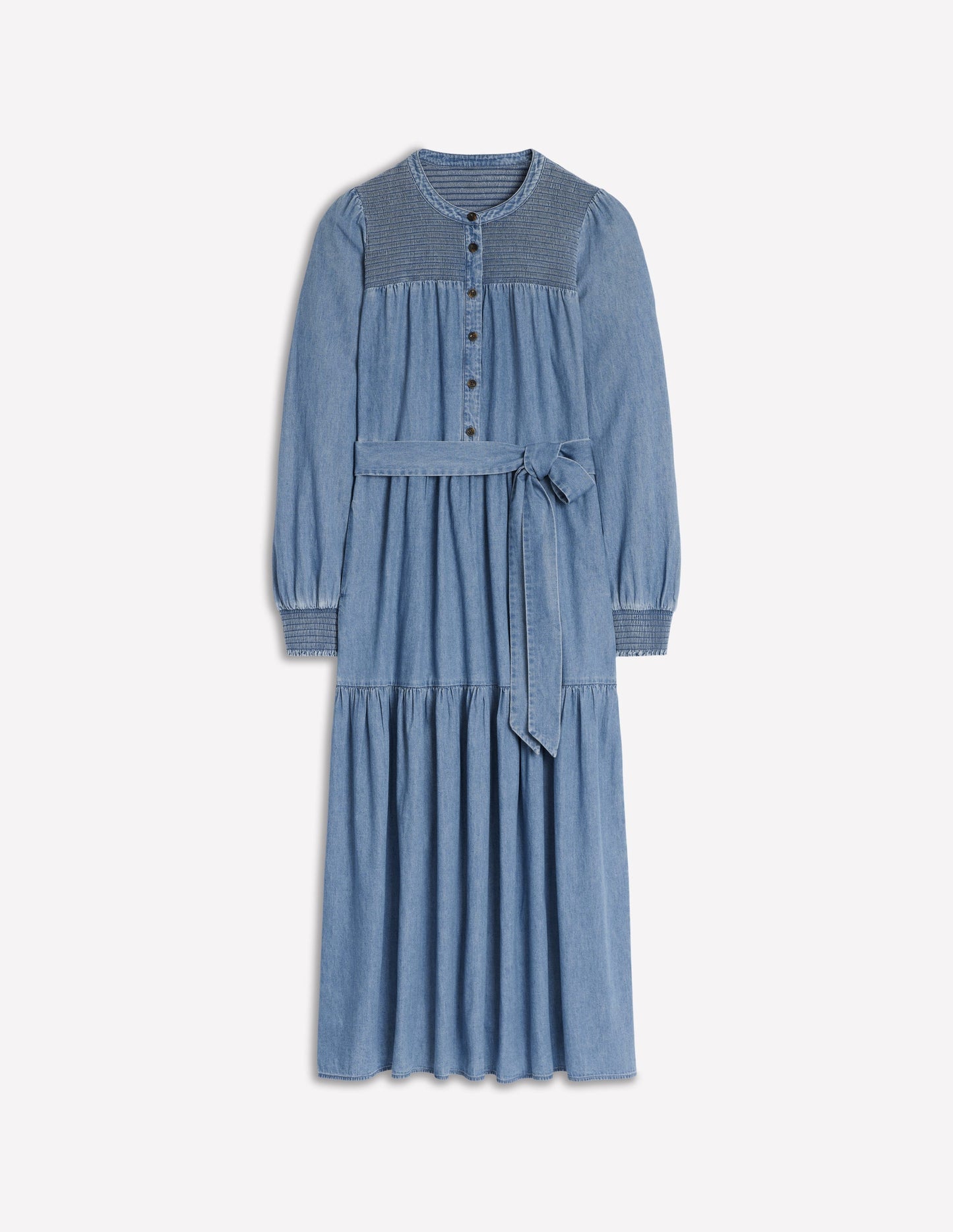 Boden Cecily Denim Midi Dress - Light Vintage Denim