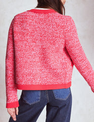 Boden Libby Knitted Jacket - Pink Ribbon/ Poppy Red