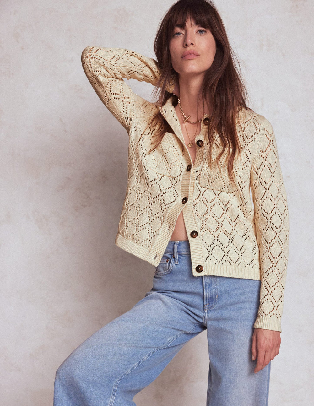 Boden Astrid Knitted Shirt - Warm Ivory