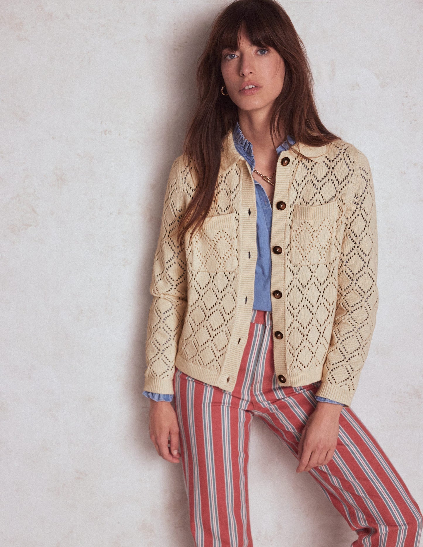 Boden Astrid Knitted Shirt - Warm Ivory