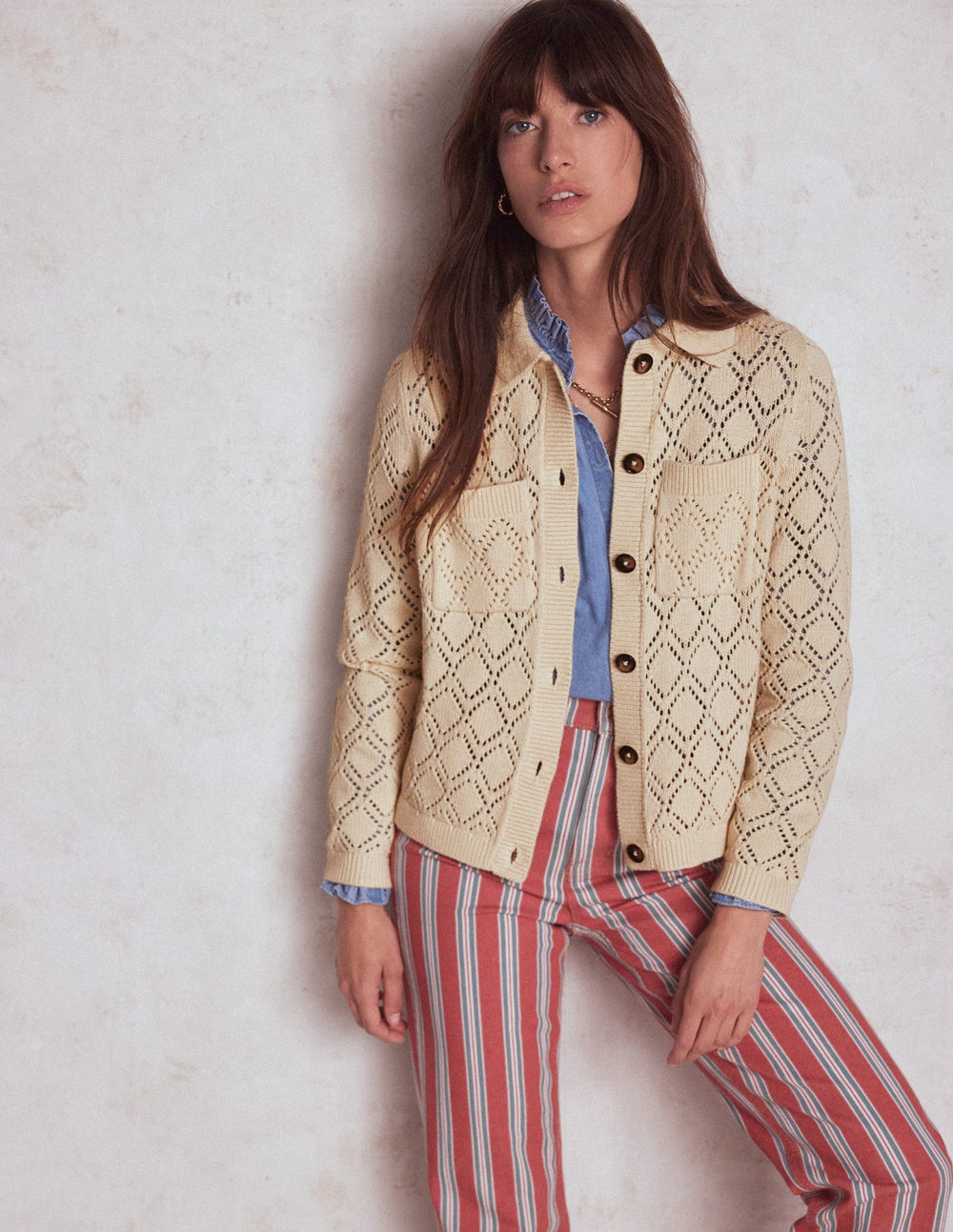 Boden Astrid Knitted Shirt - Warm Ivory