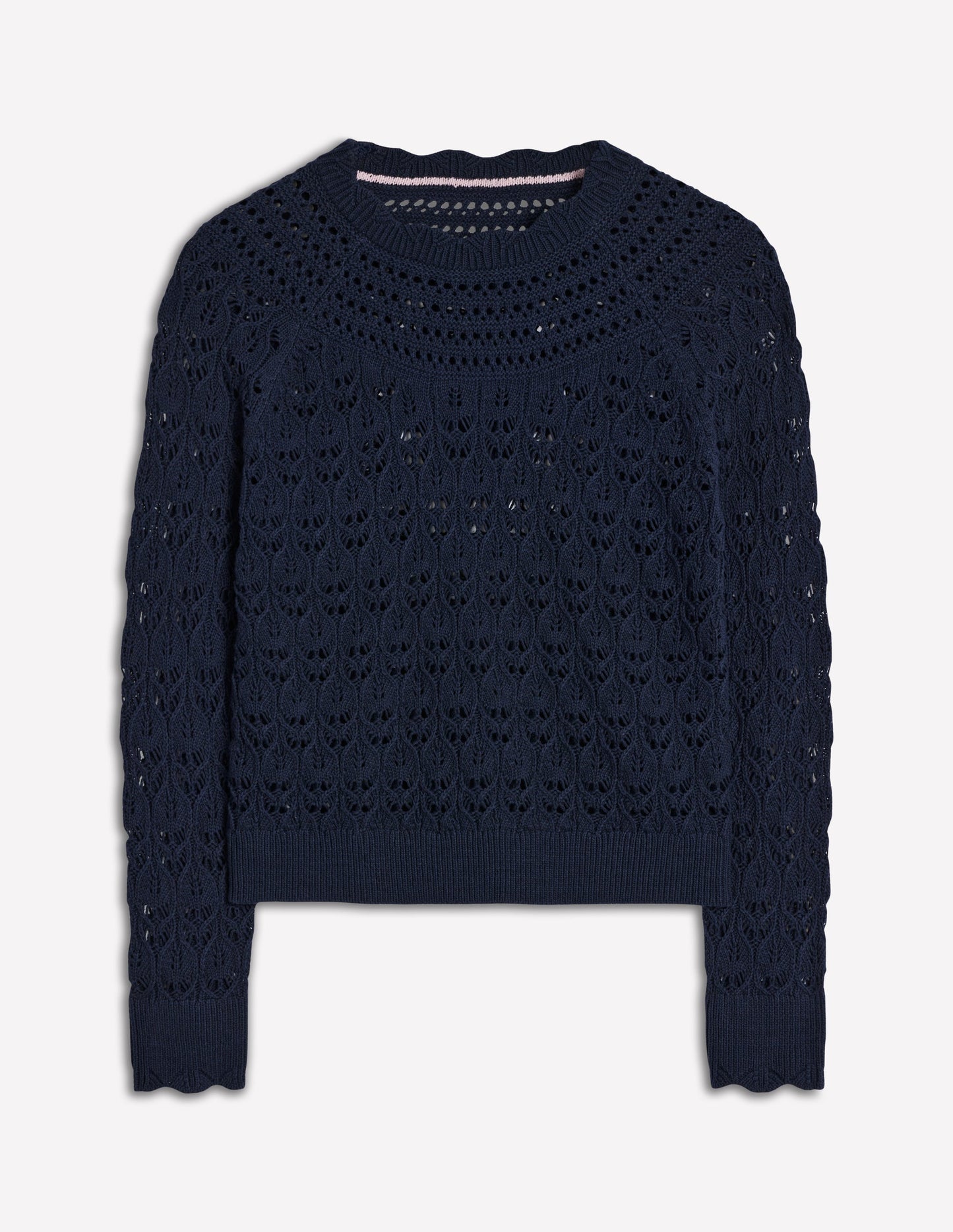 Boden Crochet Mix Stitch Sweater - Navy
