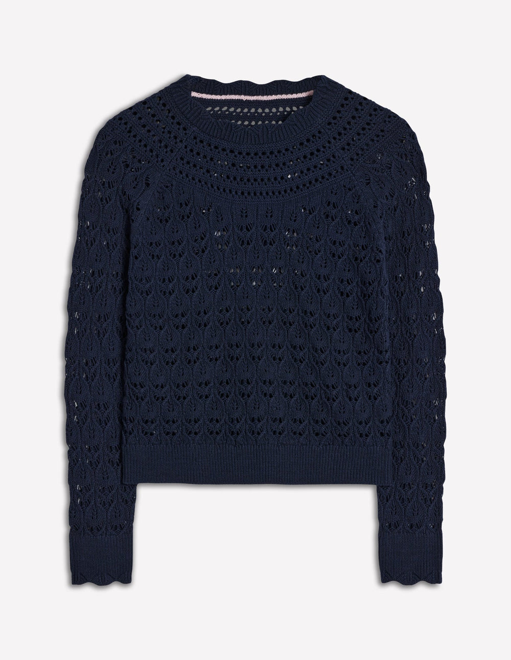 Boden Crochet Mix Stitch Sweater - Navy
