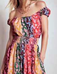 Boden Scoop Cotton Tiered Dress - Multi, Ornate Vine