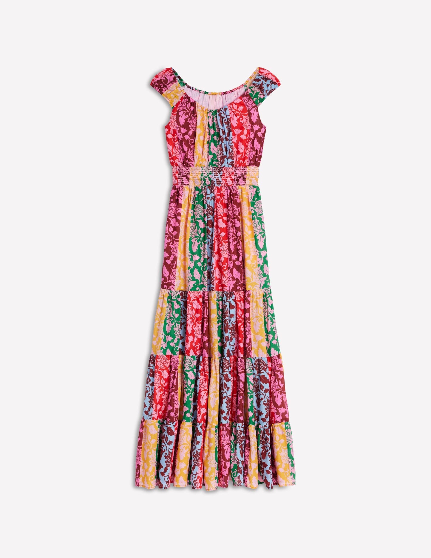 Boden Scoop Cotton Tiered Dress - Multi, Ornate Vine