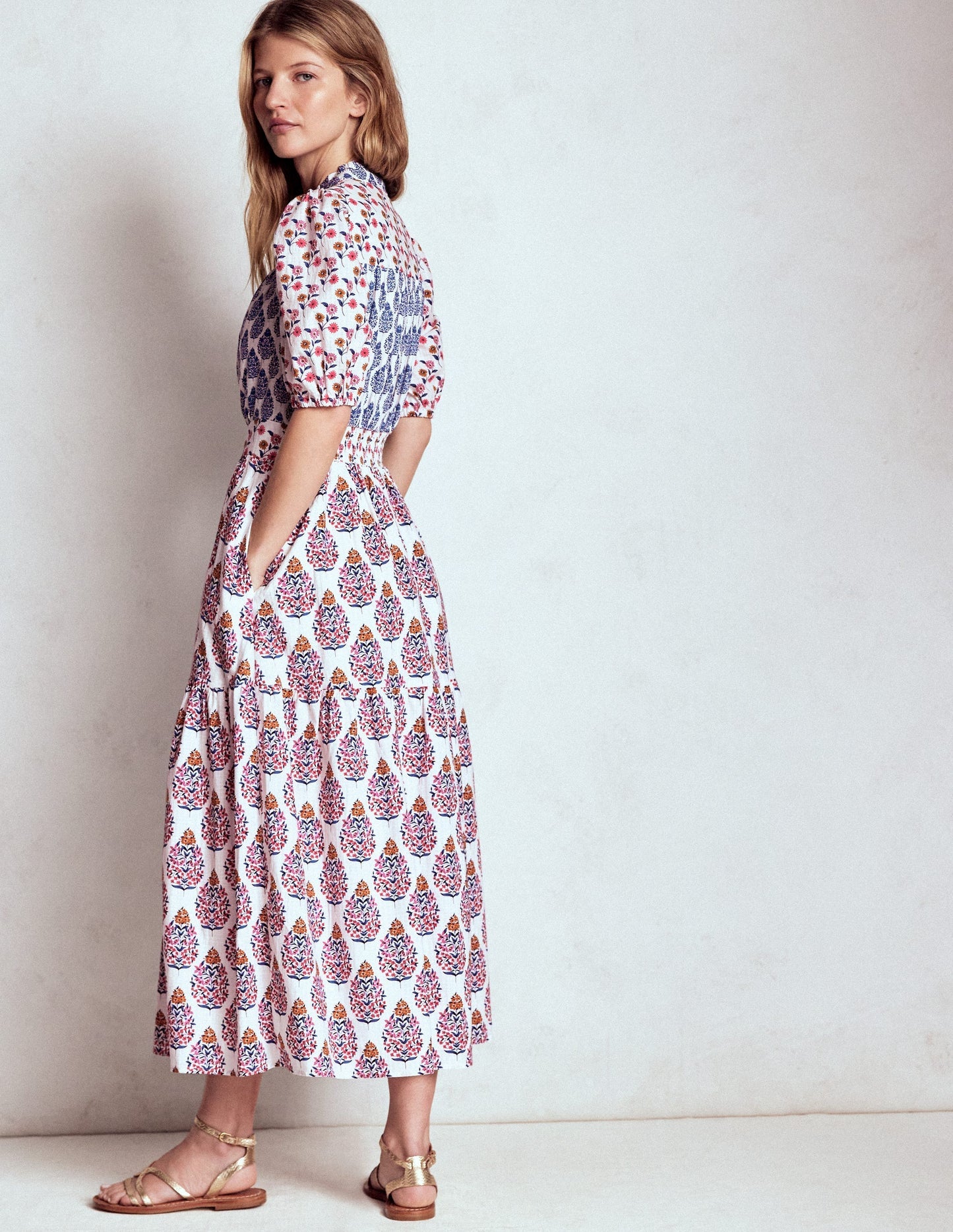 Boden Beatrice Cotton Maxi Dress - Multi, Wildflower Bouquet