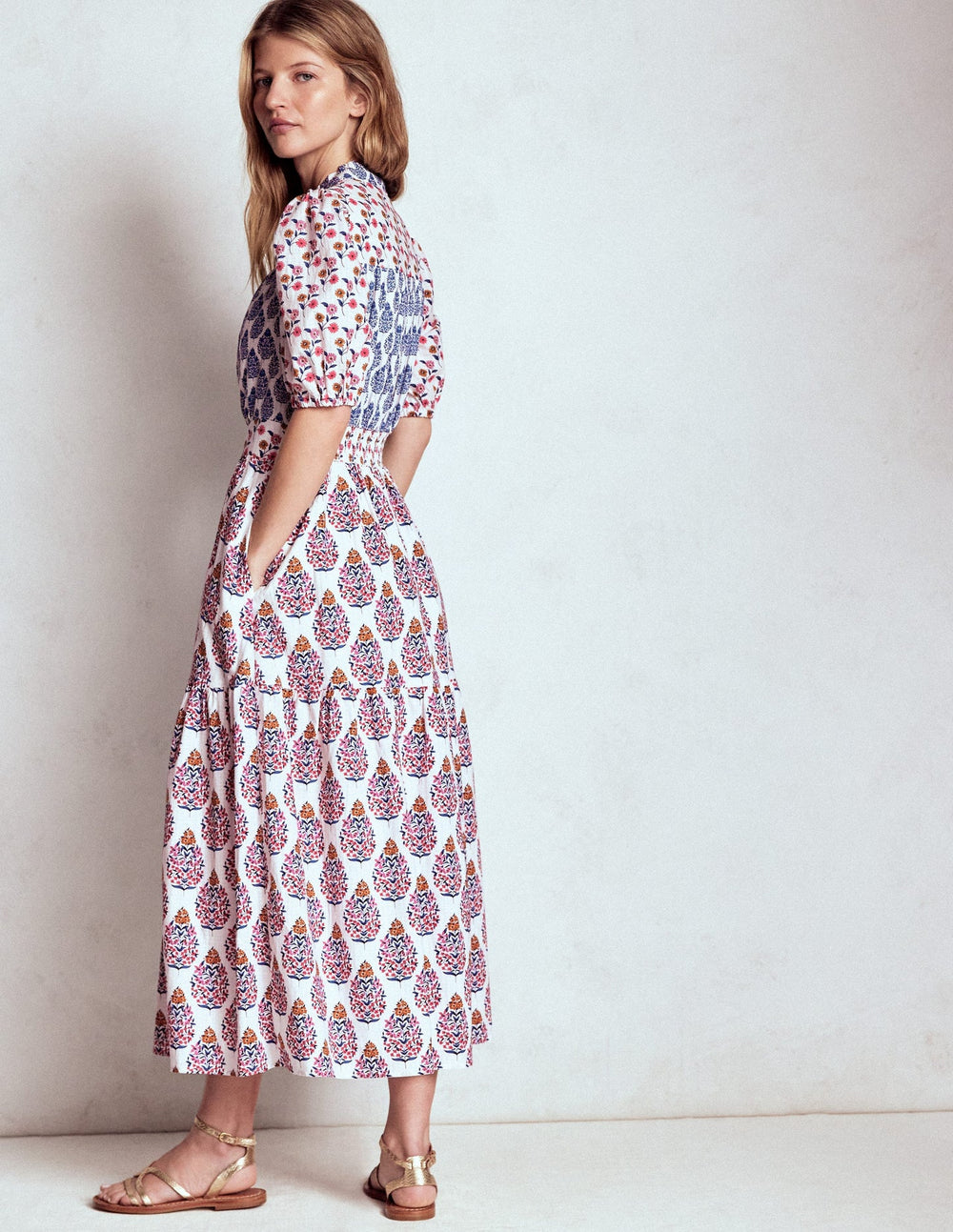 Boden Beatrice Cotton Maxi Dress - Multi, Wildflower Bouquet