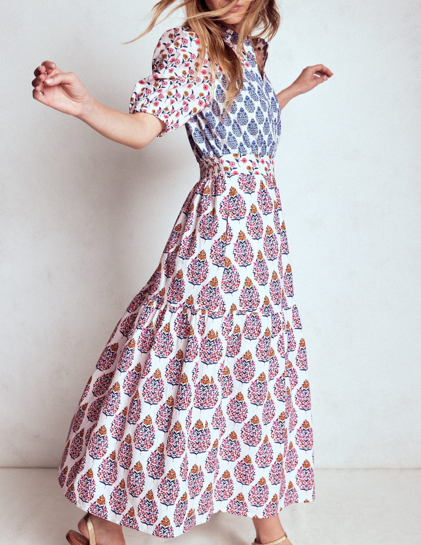 Boden Beatrice Cotton Maxi Dress - Multi, Wildflower Bouquet