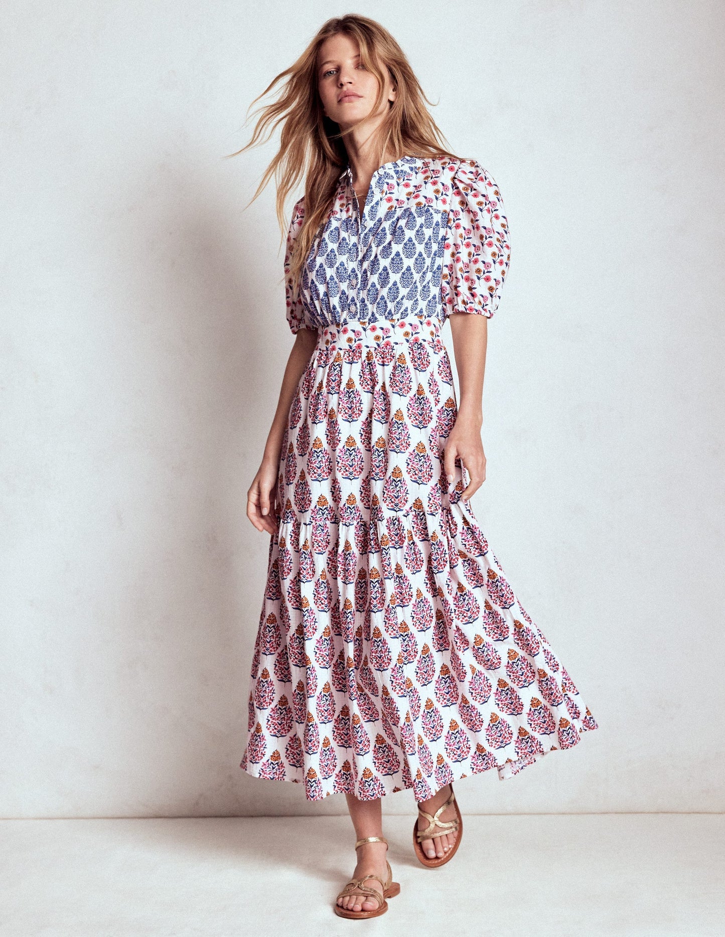 Boden Beatrice Cotton Maxi Dress - Multi, Wildflower Bouquet
