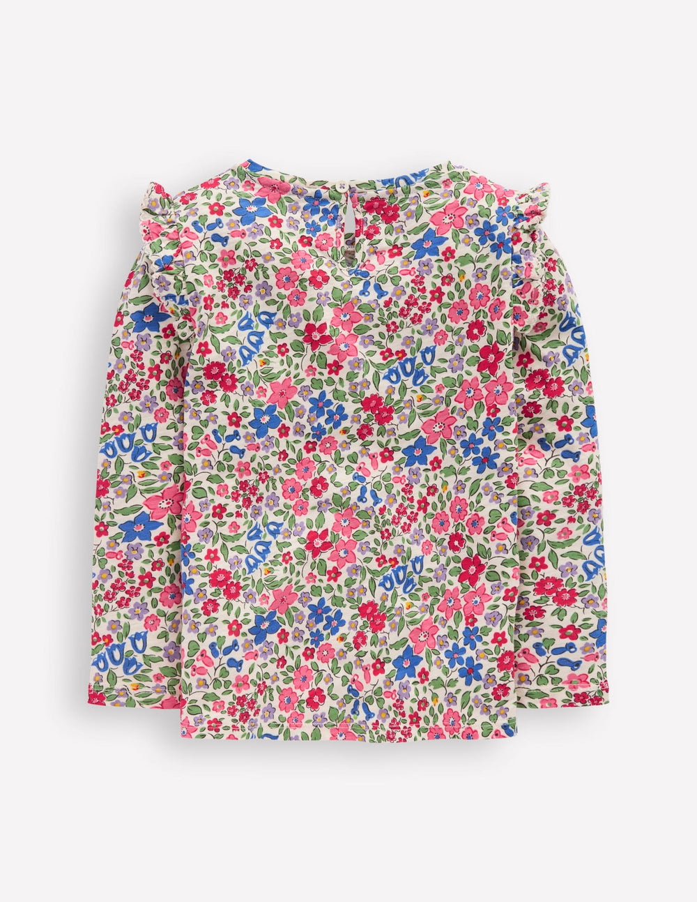 Boden Frill Sleeve Slub Top - Rose Pink Flowerbed