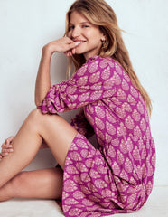 Boden Naomi Relaxed Jersey Dress - Purple, Wildflower Bouquet