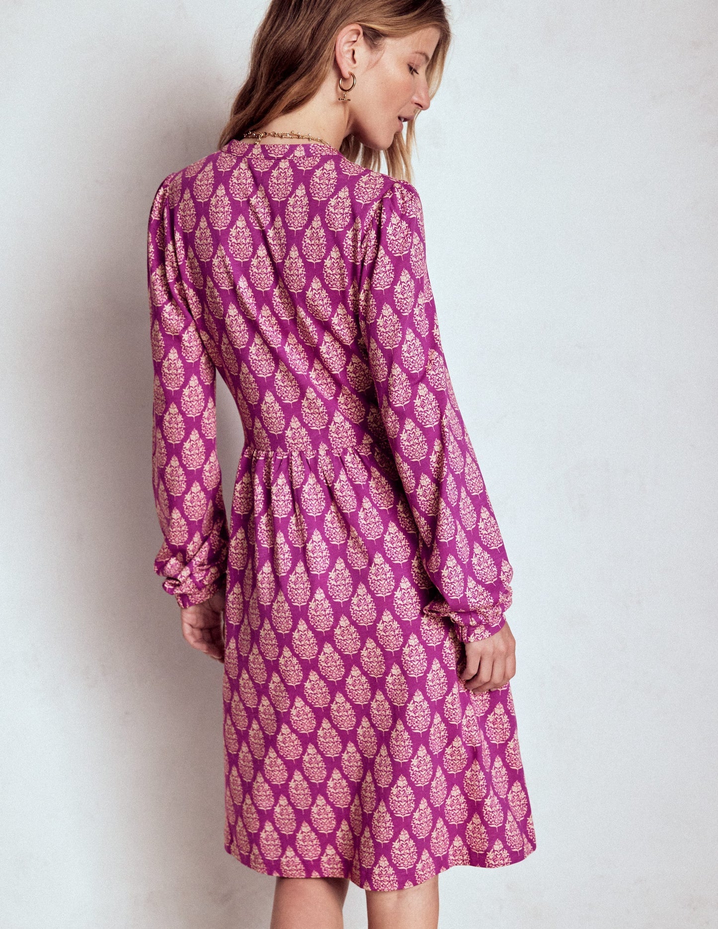 Boden Naomi Relaxed Jersey Dress - Purple, Wildflower Bouquet
