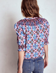 Boden Effie Short Sleeve Top - Formica Pink, Bloom Mosaic