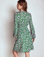 Boden Sarah Short Jersey Dress - Rich Emerald, Ornate Vine