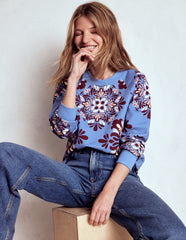 Boden Rosa Printed Sweatshirt - Soft Blue, Bloom Mosaic