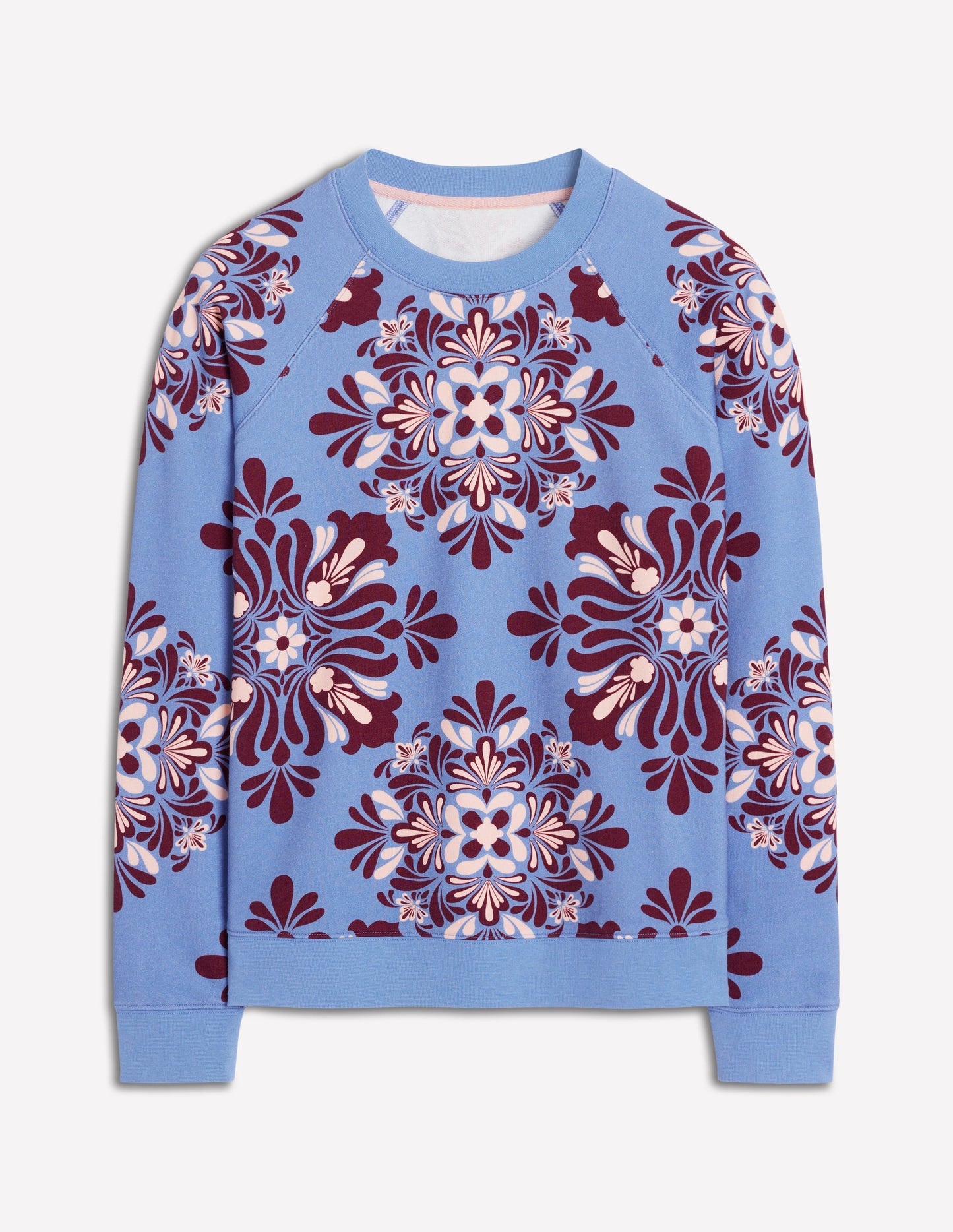 Boden Rosa Printed Sweatshirt - Soft Blue, Bloom Mosaic
