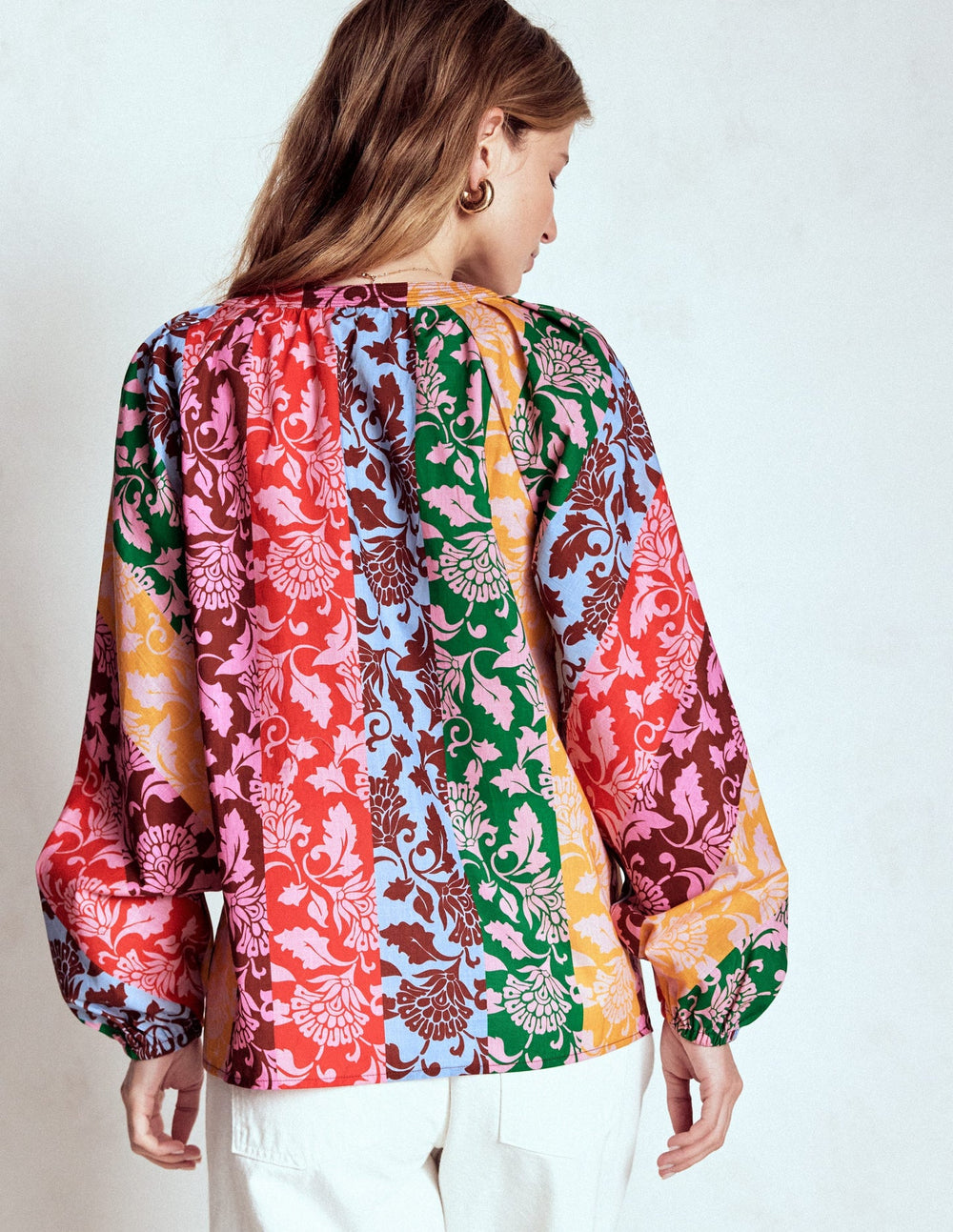 Boden Long Sleeve Notch Top - Multi, Ornate Vine