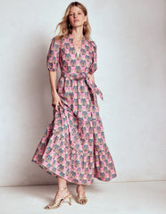 Boden Christabel Cotton Midi Dress - Pink, Wildflower Bouquet