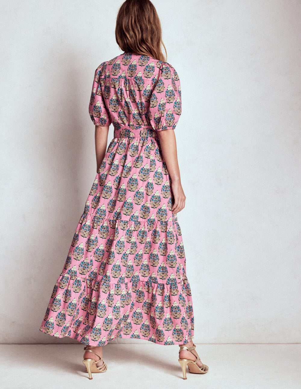 Boden Christabel Cotton Midi Dress - Pink, Wildflower Bouquet