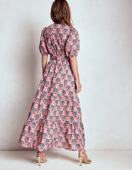 Boden Christabel Cotton Midi Dress - Pink, Wildflower Bouquet