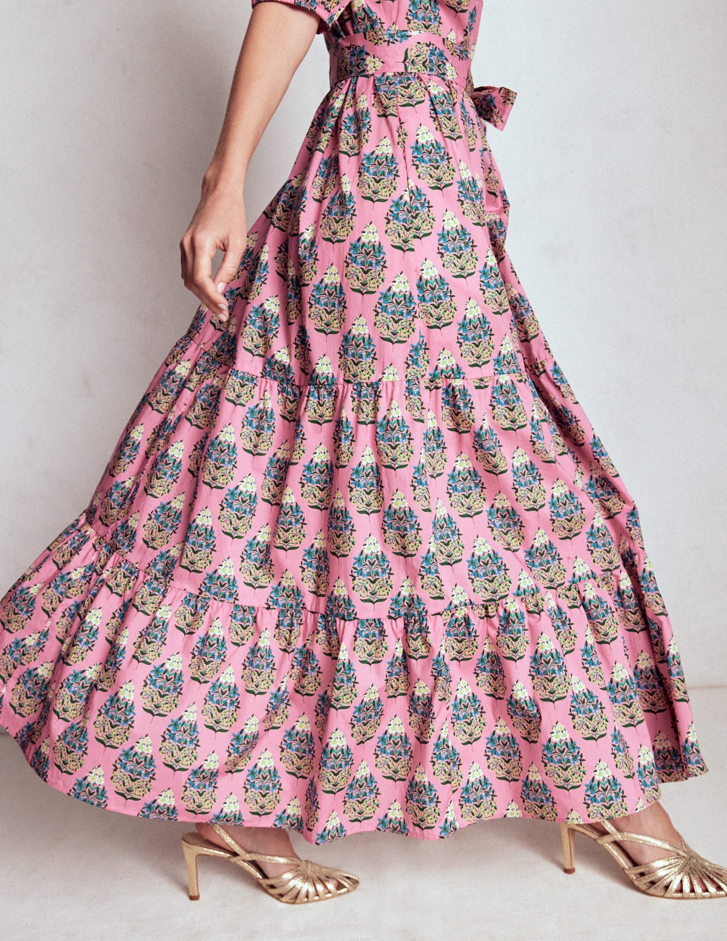Boden Christabel Cotton Midi Dress - Pink, Wildflower Bouquet