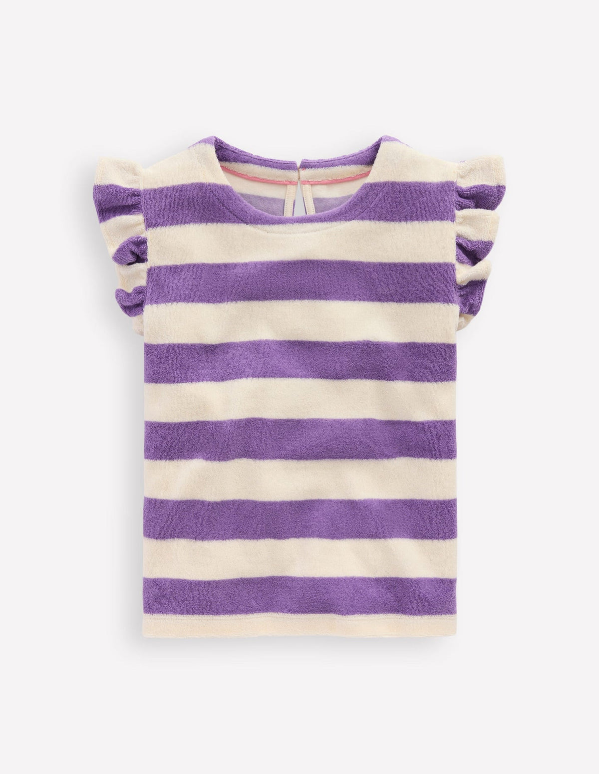 Boden Relaxed Towelling Top - Soft Ivory/Aster Purple