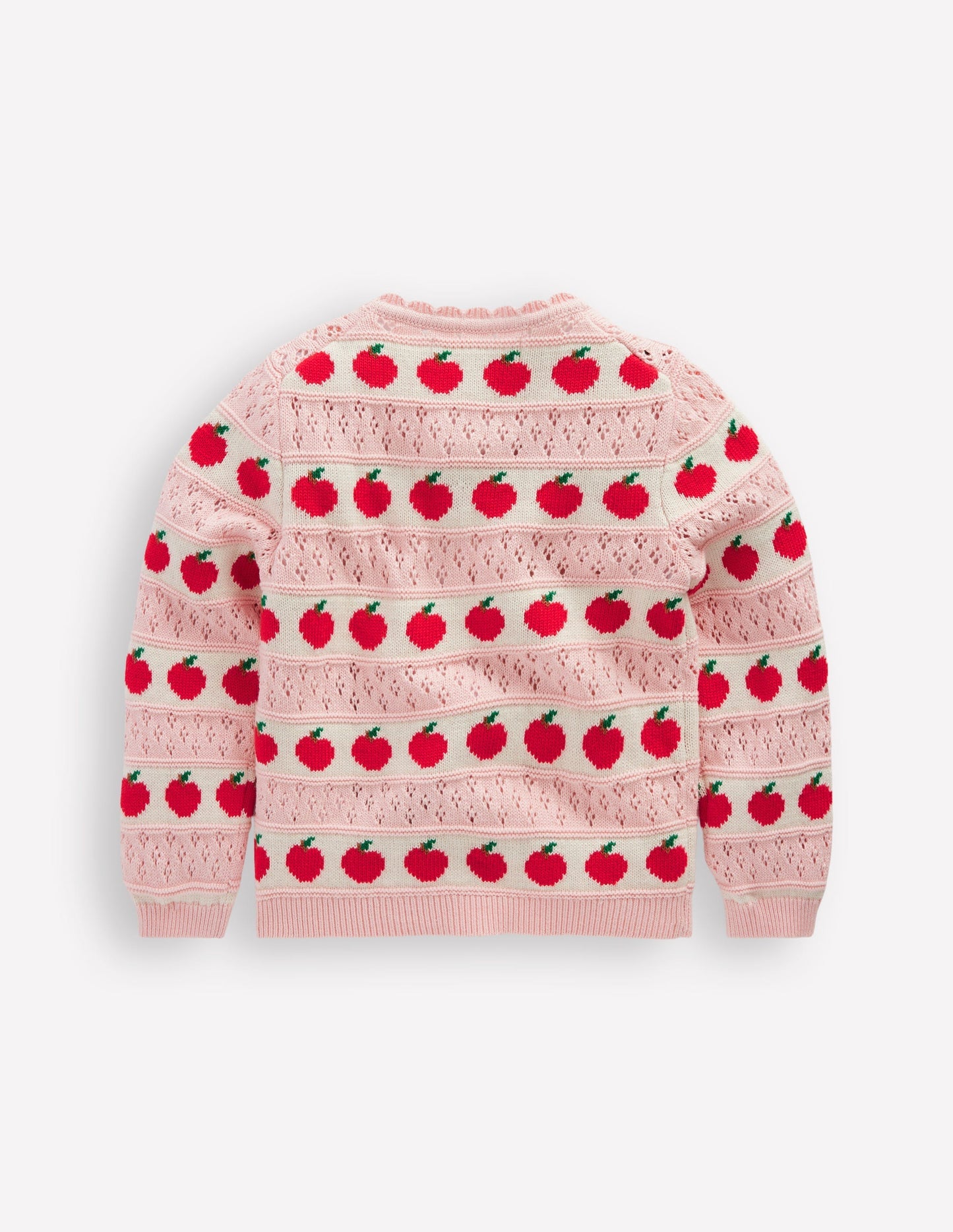 Boden Pretty Scalloped Cardigan - Chalk Pink Apples