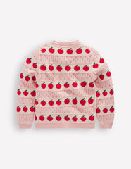 Boden Pretty Scalloped Cardigan - Chalk Pink Apples