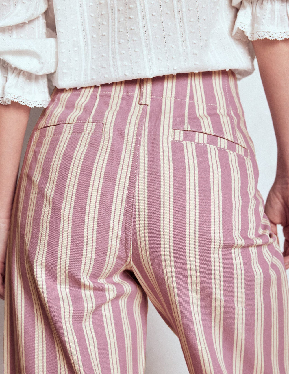 Boden Primrose Patch Pocket Pants - Lilac Tram Stripe