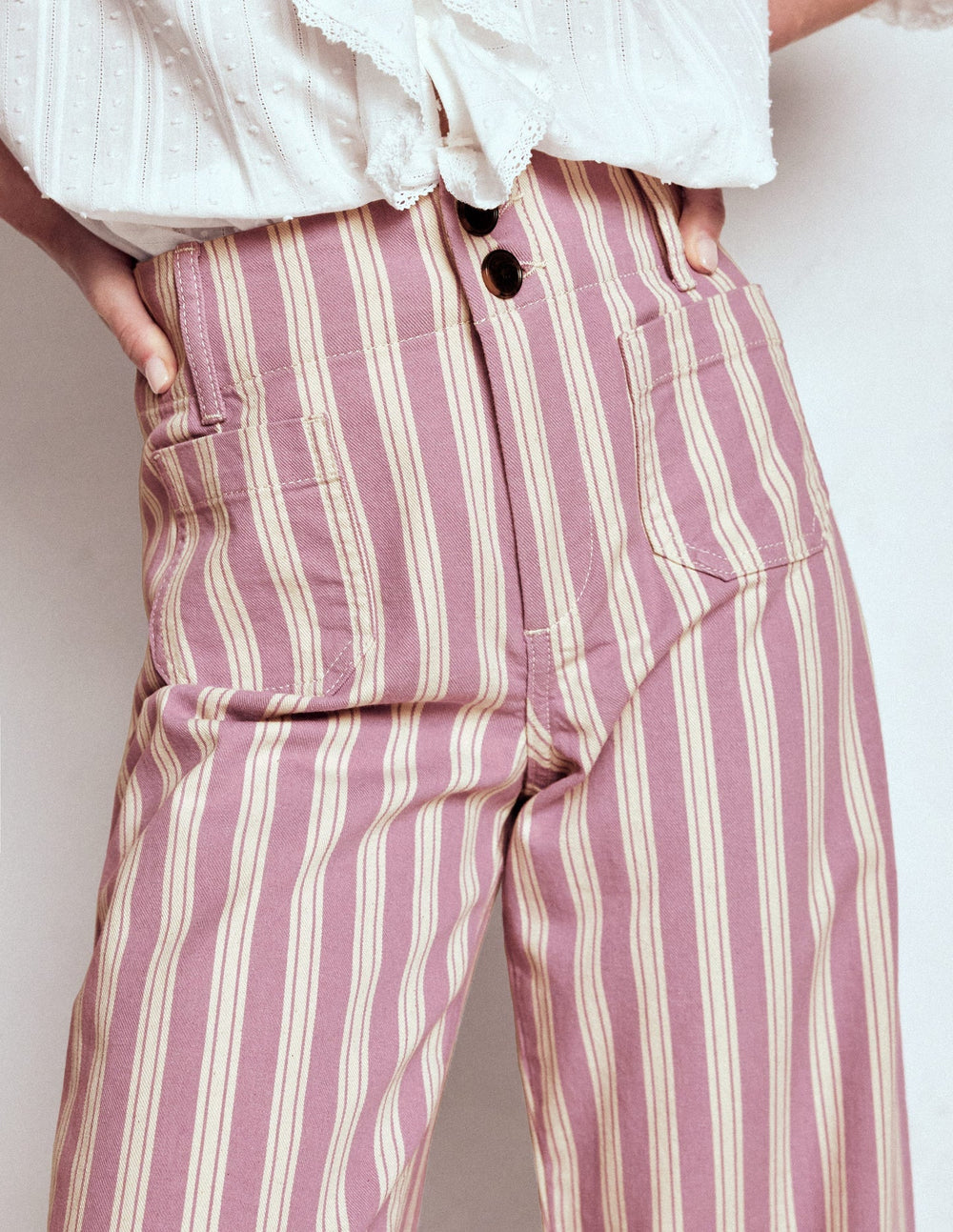 Boden Primrose Patch Pocket Pants - Lilac Tram Stripe