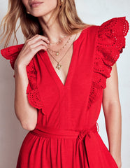 Boden Ruffle Detail Tier Midi Dress - Poppy Red
