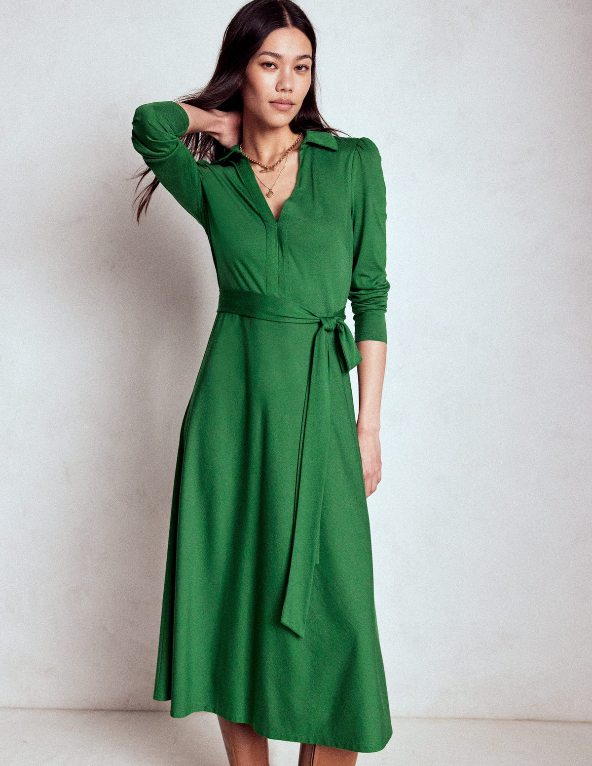 Boden Imogen Collared Jersey Dress - Eden