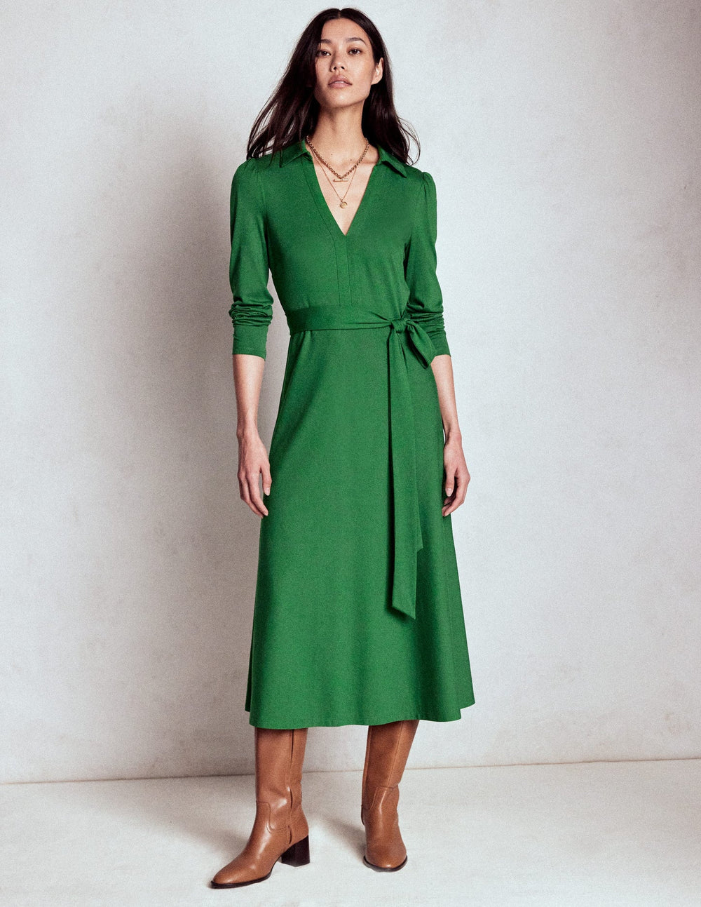 Boden Imogen Collared Jersey Dress - Eden