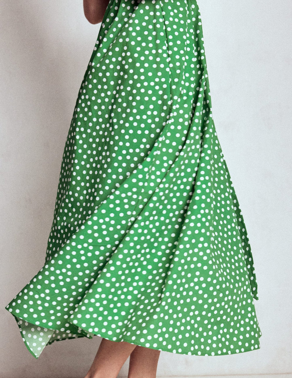 Boden Julia Cotton Wrap Midi Dress - Highland Green, Painted Dot