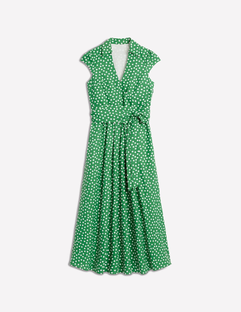 Boden Julia Cotton Wrap Midi Dress - Highland Green, Painted Dot