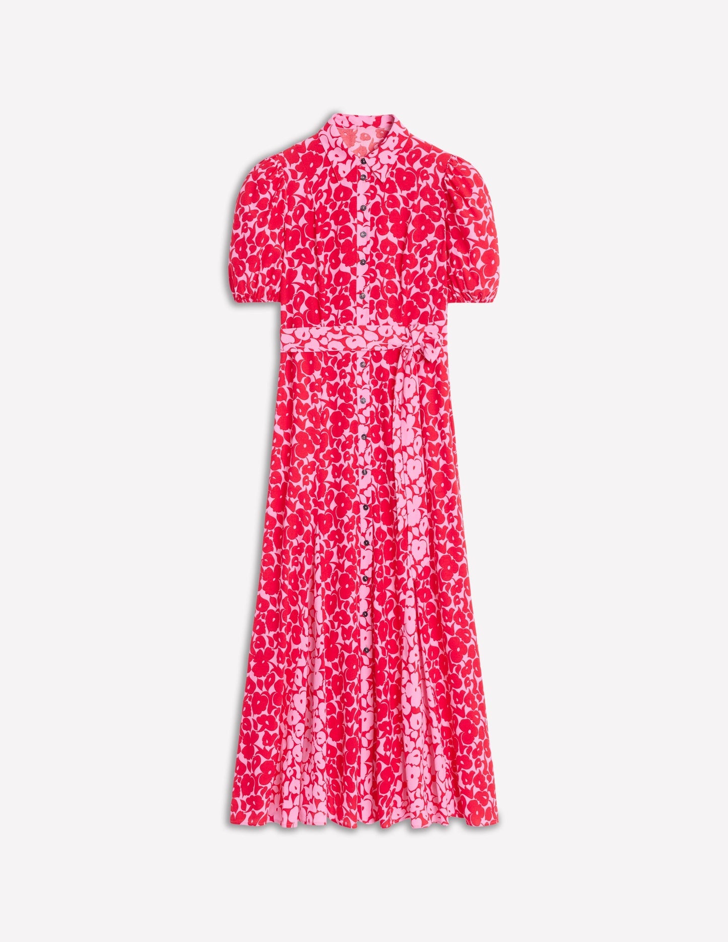 Boden Alegra Midi Shirt Dress - Jewel Red, Leafy Grove