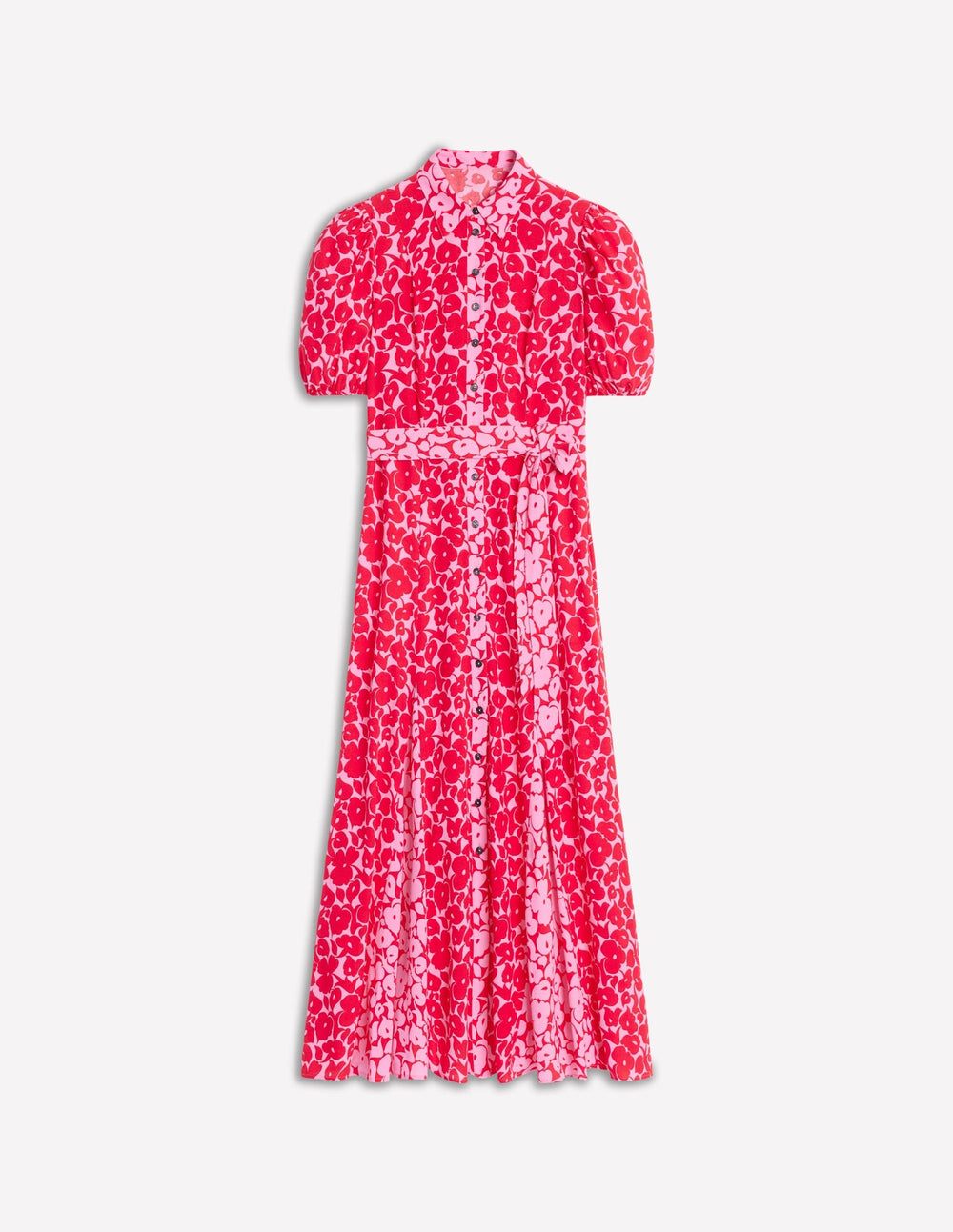 Boden Alegra Midi Shirt Dress - Jewel Red, Leafy Grove