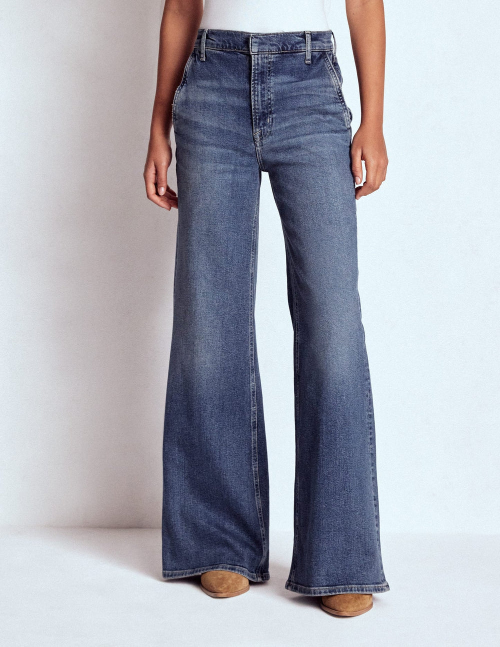 Boden High Rise Clean Wide Jeans - Mid Vintage