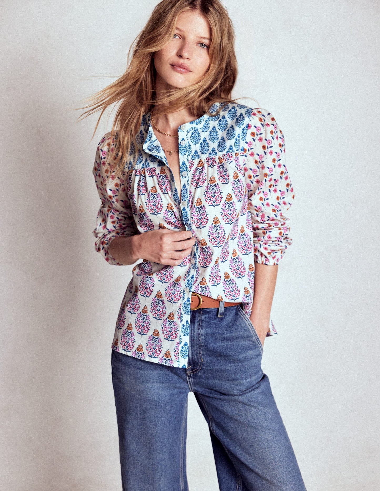 Boden Corrine Cotton Top - Multi, Wildflower Bouquet