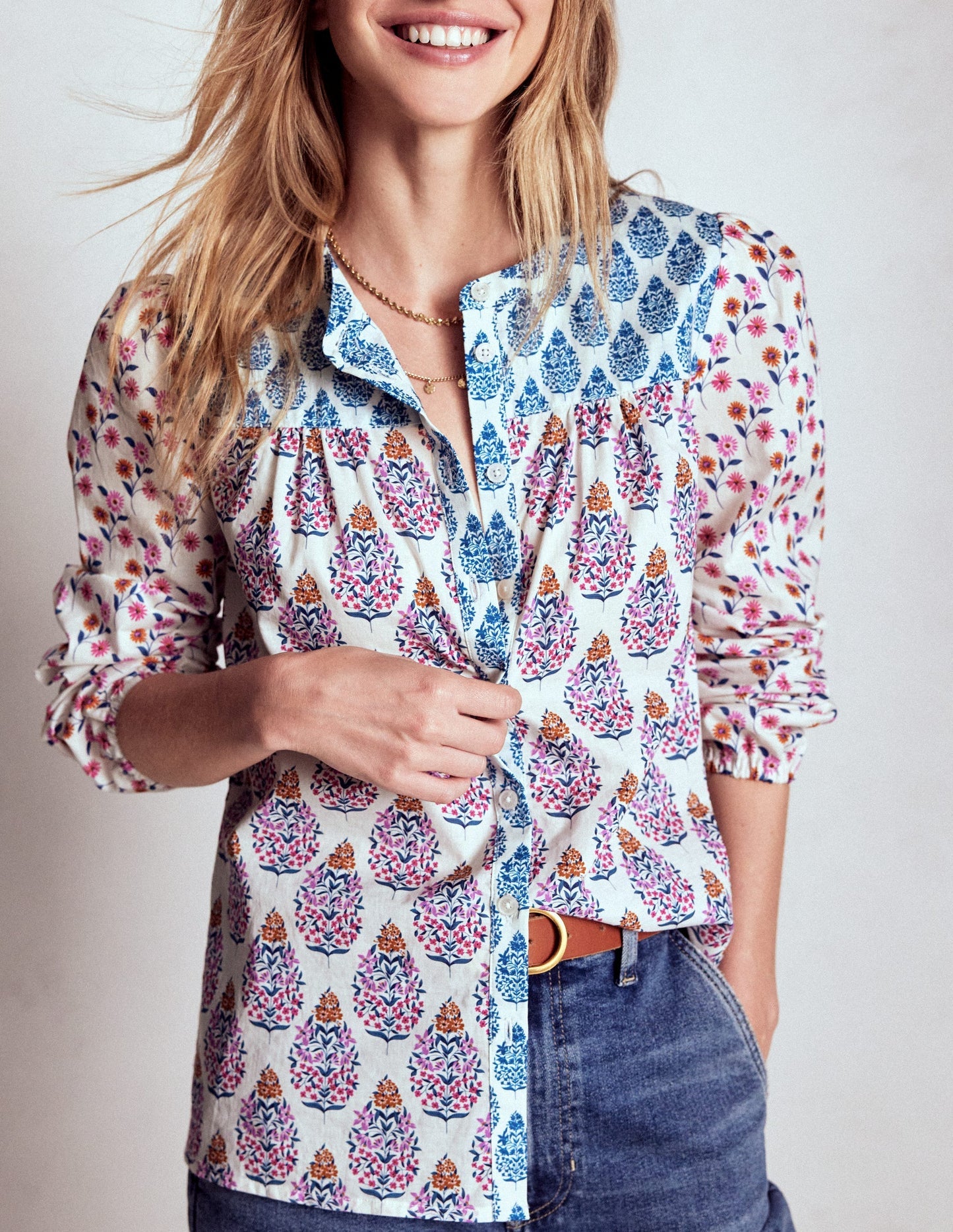 Boden Corrine Cotton Top - Multi, Wildflower Bouquet