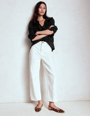 Boden Ruffle V - Neck Blouse - Black