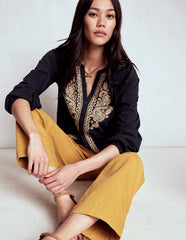 Boden Alma Embroidered Shirt - Navy