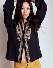 Boden Alma Embroidered Shirt - Navy