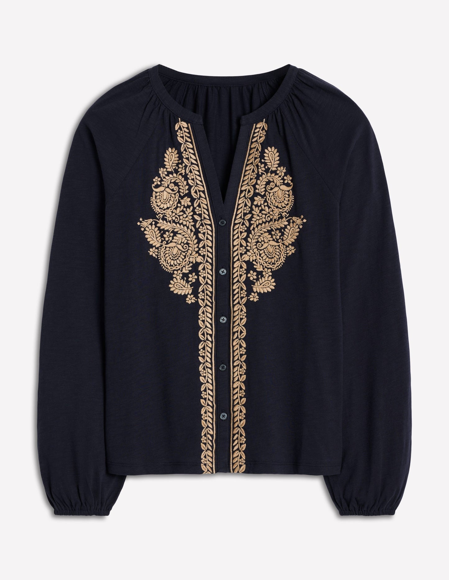 Boden Alma Embroidered Shirt - Navy