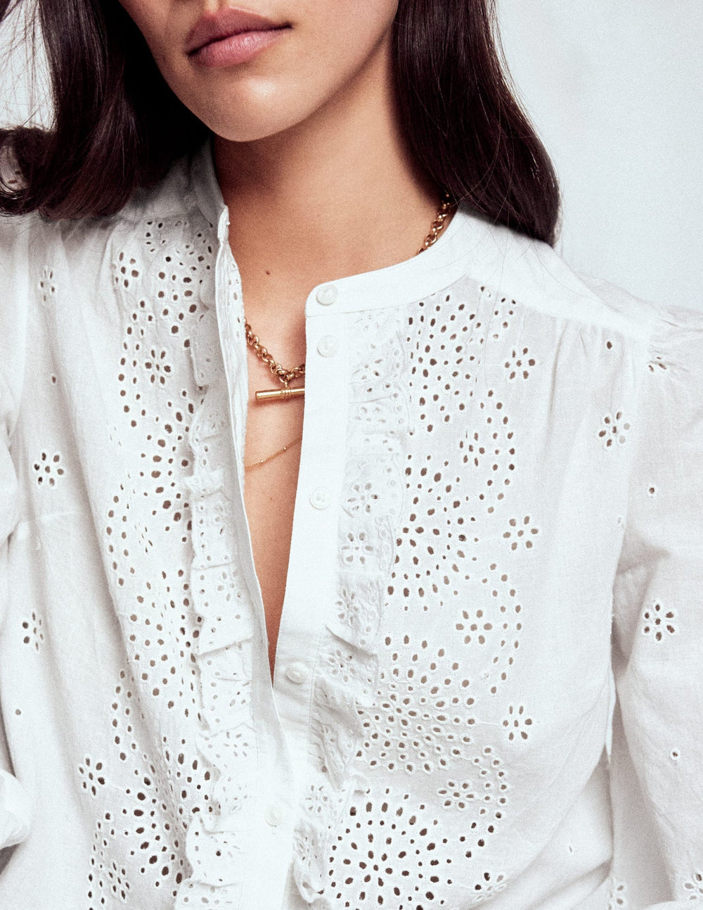 Boden Alice Broderie Top - White