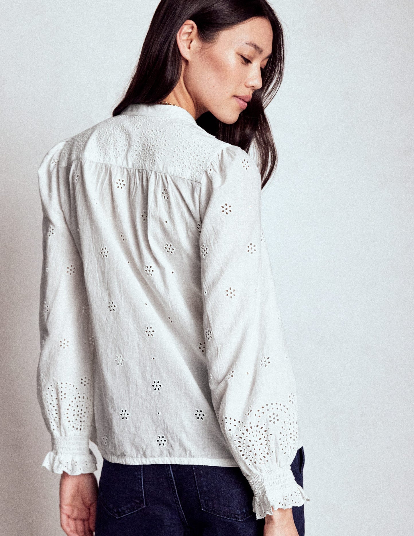 Boden Alice Broderie Top - White