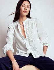 Boden Alice Broderie Top - White