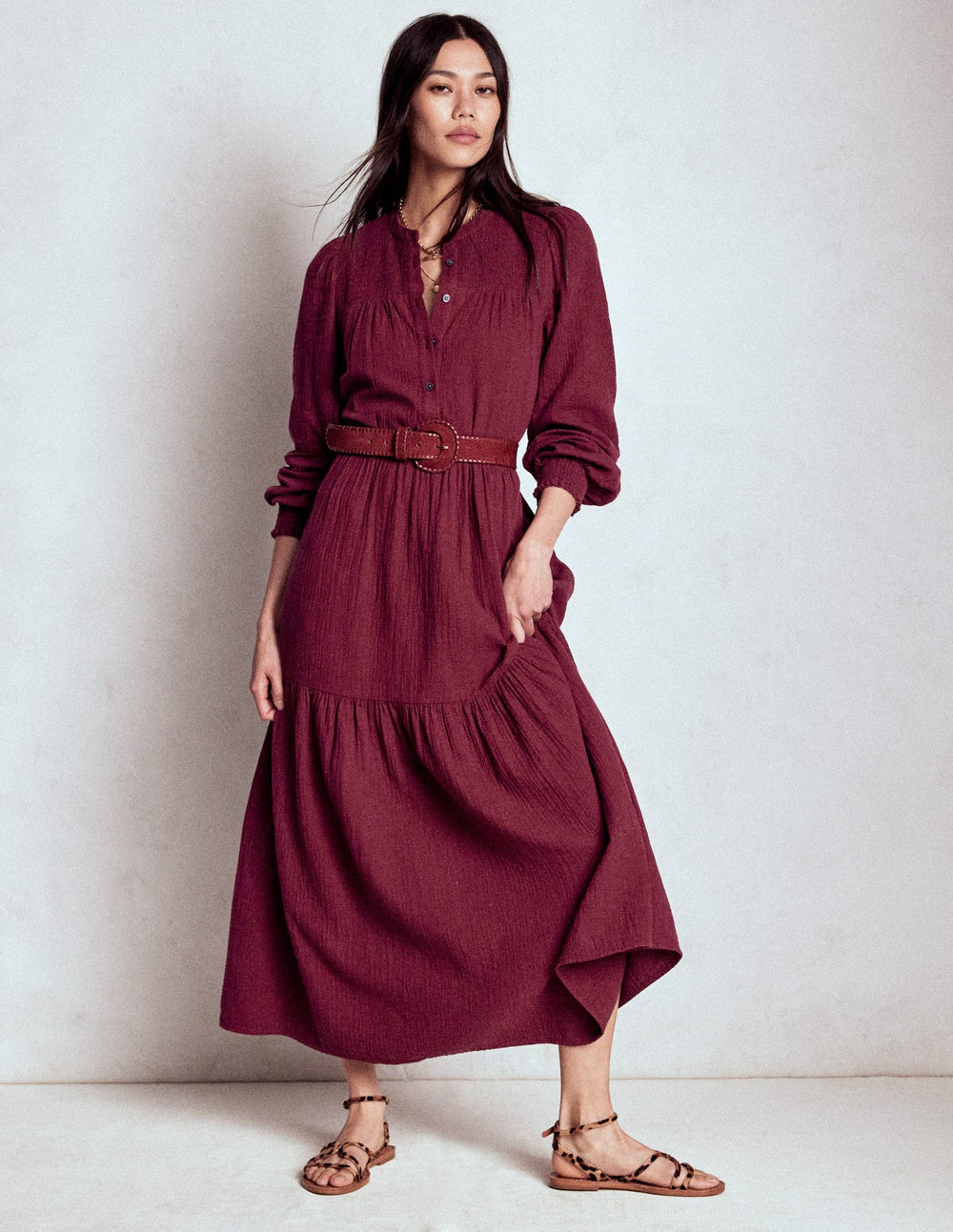 Boden Cecily Double Cloth Midi Dress - Deep Wisteria