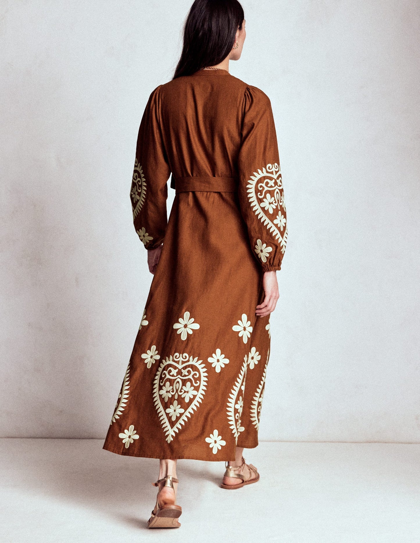 Boden Mae Linen Blend Shirt Dress - Russet