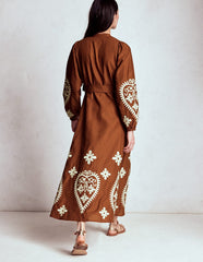 Boden Mae Linen Blend Shirt Dress - Russet